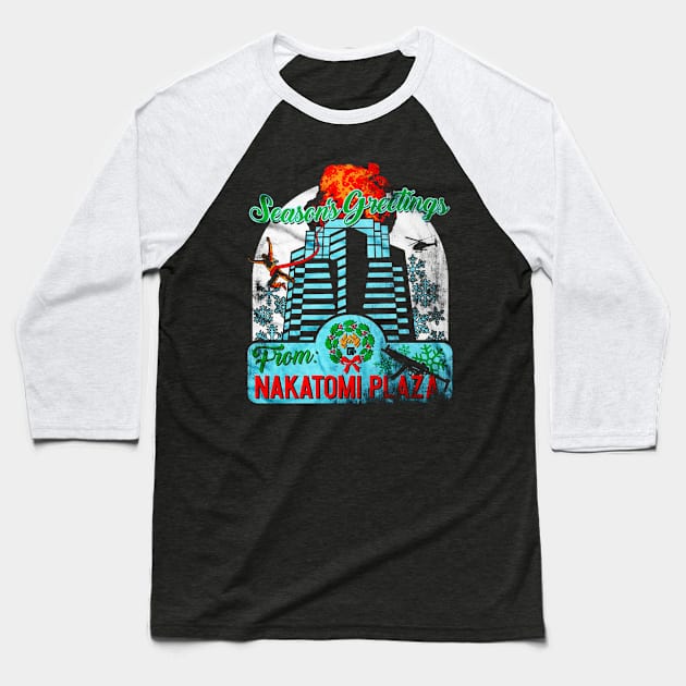 Season's Greetings From Nakatomi Plaza Baseball T-Shirt by wildzfreak